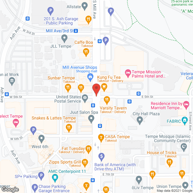 Map of the neighborhood around Nunnenkamp Center Friendship Village Tempe