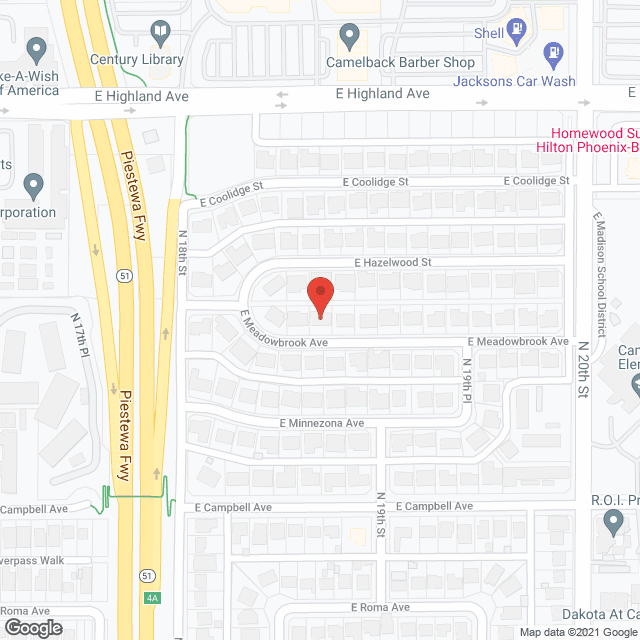 Map of the neighborhood around Meadowbrook Assisted Living