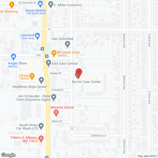 Map of the neighborhood around Hunters Run Of Bel Air
