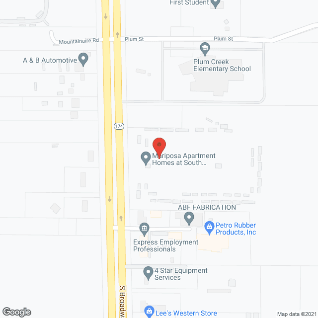 Map of the neighborhood around Mariposa Apartment Homes at South Broadway