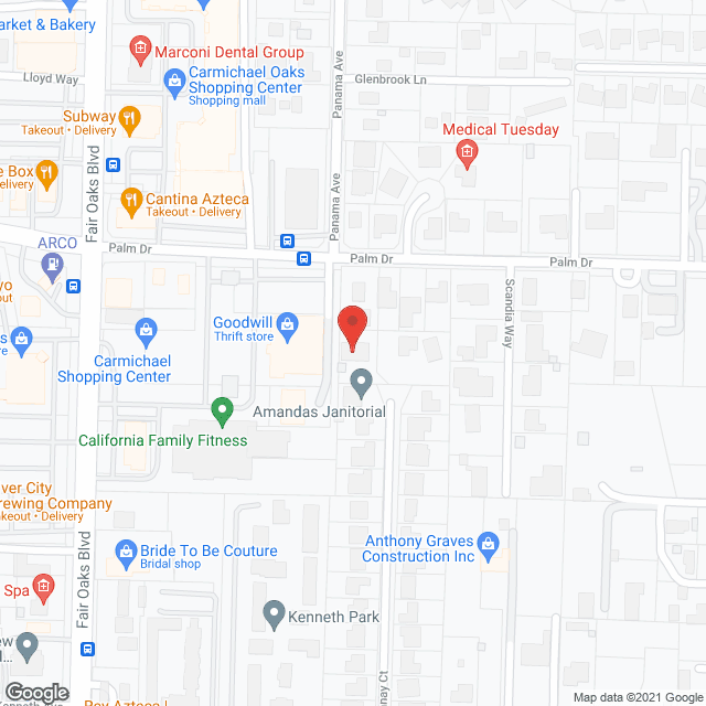 Map of the neighborhood around The Harmon House