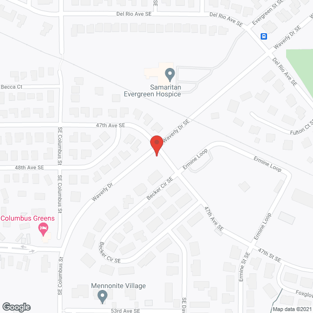 Map of the neighborhood around Quail Run Assisted Living at Mennonite Village