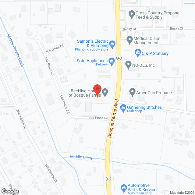 Map of the neighborhood around Beehive Homes of Bosque Farms