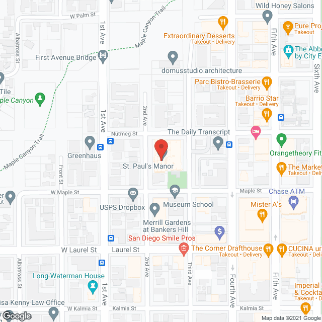 Map of the neighborhood around St. Paul's Manor