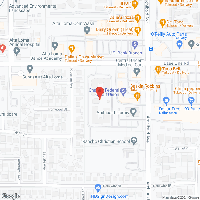Map of the neighborhood around Villa Pacifica Senior Community