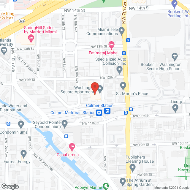 Map of the neighborhood around Washington Square Apartments