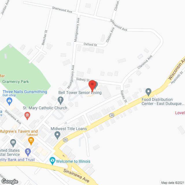 Map of the neighborhood around Ahva Living of East Dubuque