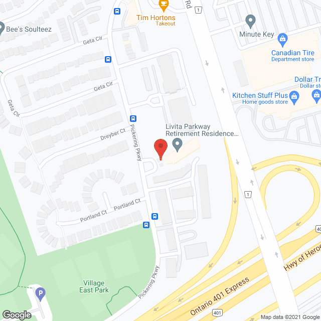 Map of the neighborhood around Livita Parkway Retirement Residence