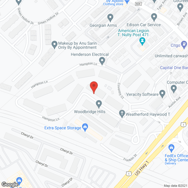 Map of the neighborhood around Woodbridge Hills