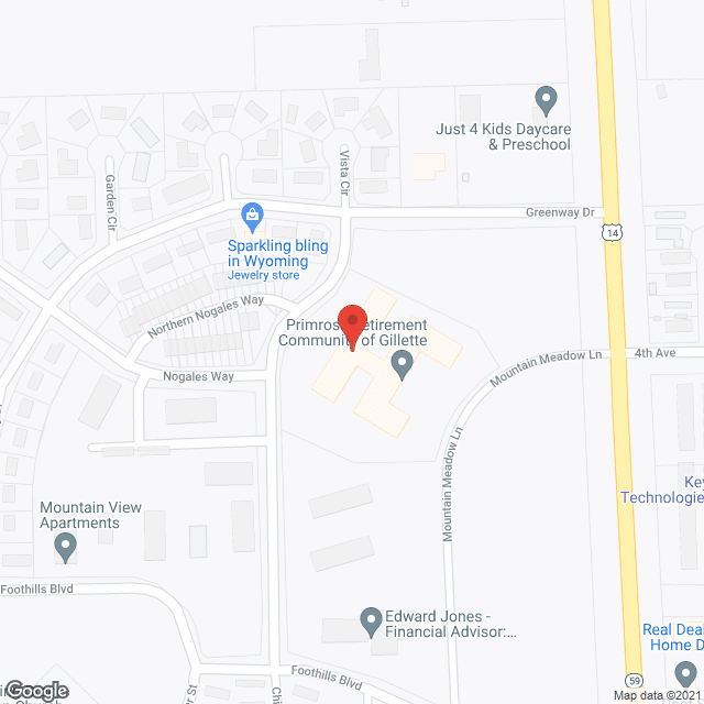 Map of the neighborhood around Primrose Retirement Community of Gillette