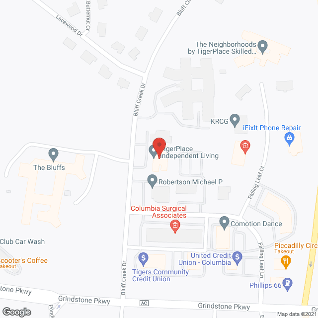 Map of the neighborhood around TigerPlace Independent Living by Americare