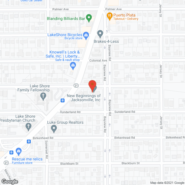 Map of the neighborhood around Bayview Retirement Center
