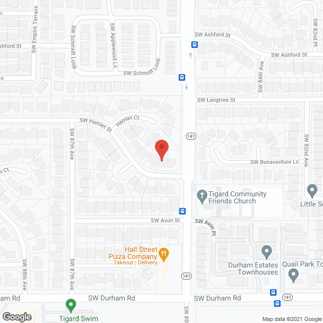 Map of the neighborhood around Hamlet House