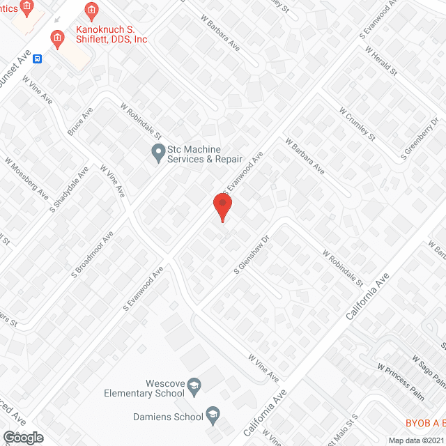 Map of the neighborhood around The Evanwood