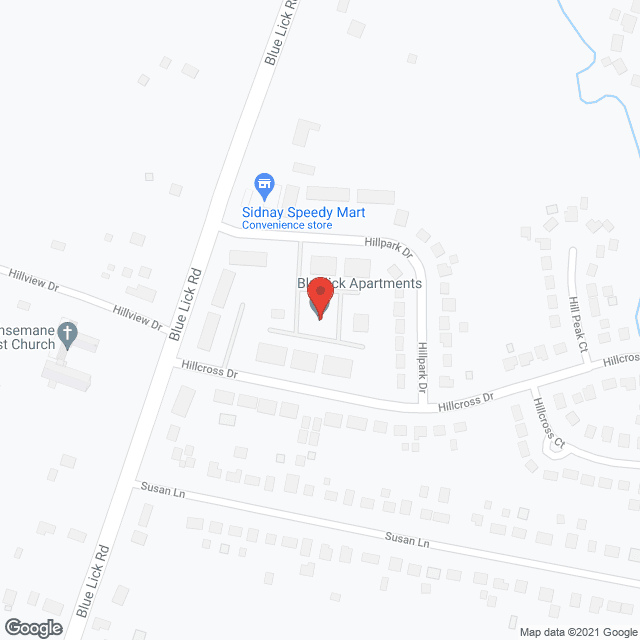 Map of the neighborhood around Bluelick Apartments