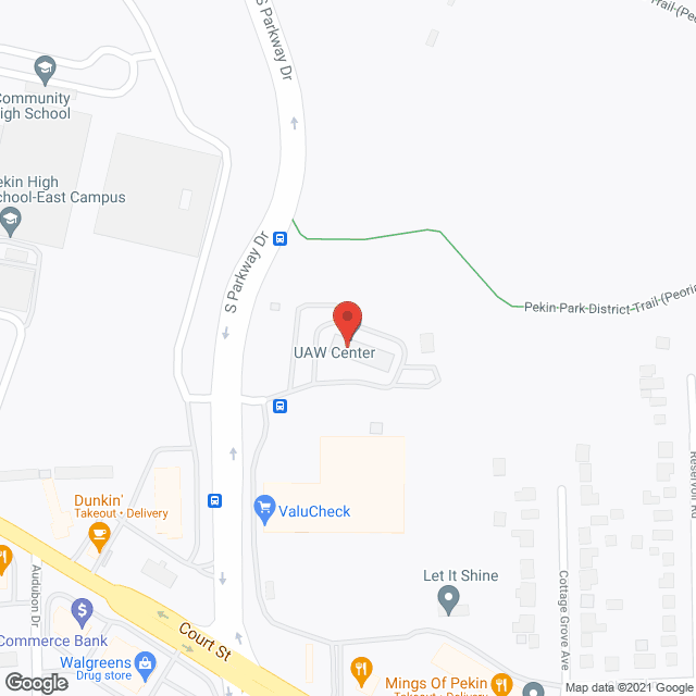Map of the neighborhood around UAW Senior Center