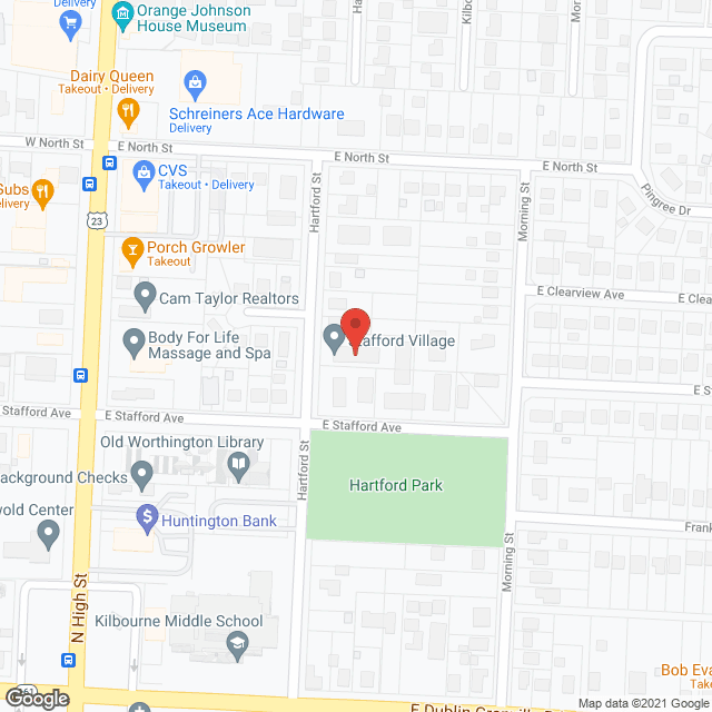 Map of the neighborhood around Stafford Village and Court