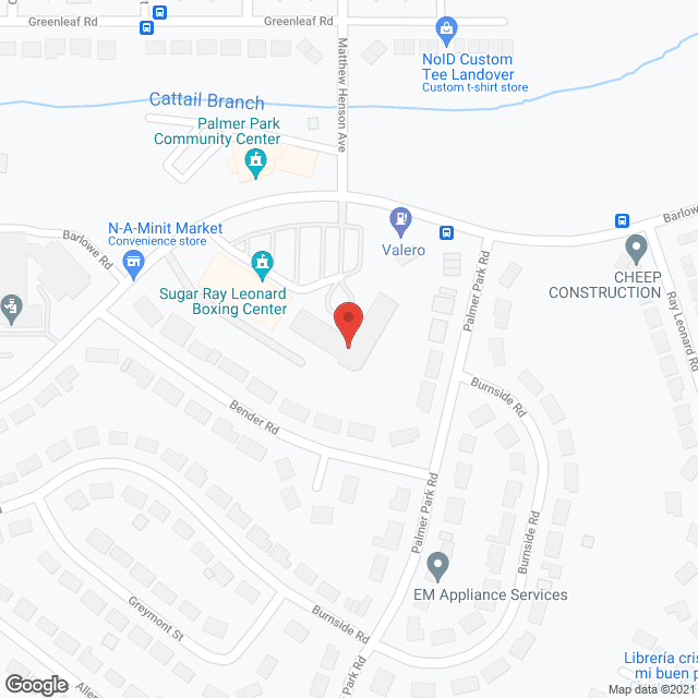 Map of the neighborhood around Victory House of Palmer Park