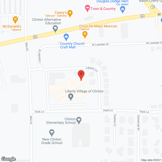Map of the neighborhood around Liberty Village of Clinton