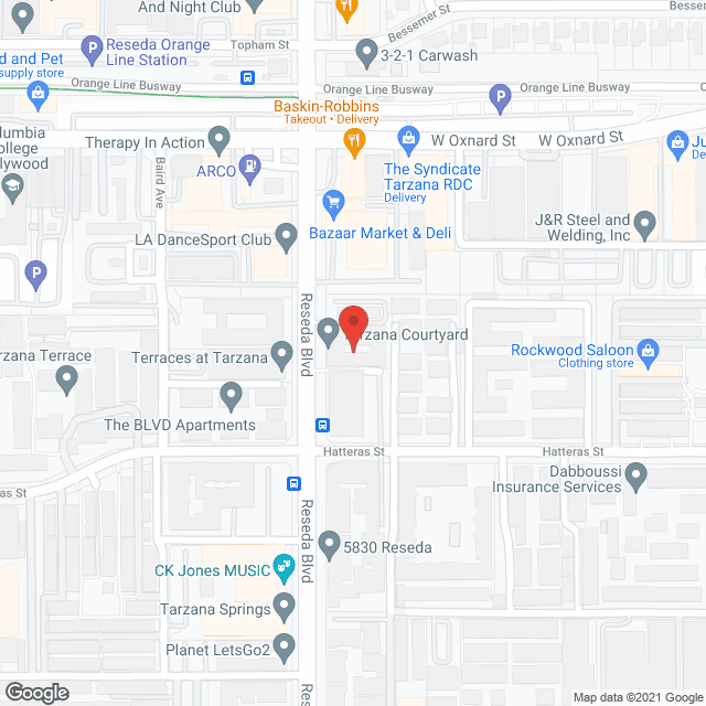 Map of the neighborhood around Tarzana Courtyard