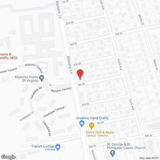 Map of the neighborhood around A Peaceful Place
