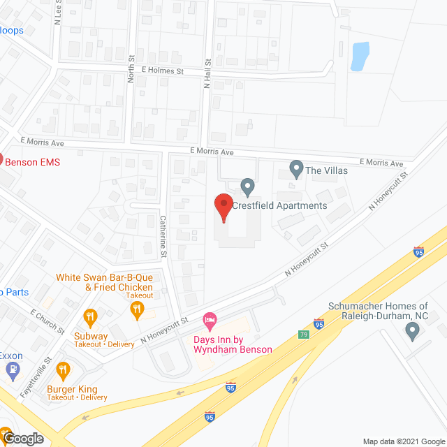 Map of the neighborhood around Crestfield Apartments