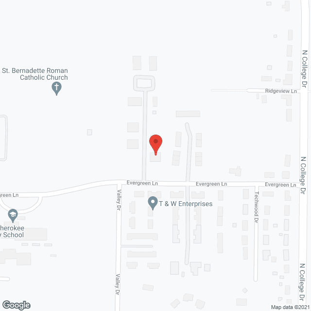 Map of the neighborhood around Evergreen Apartments