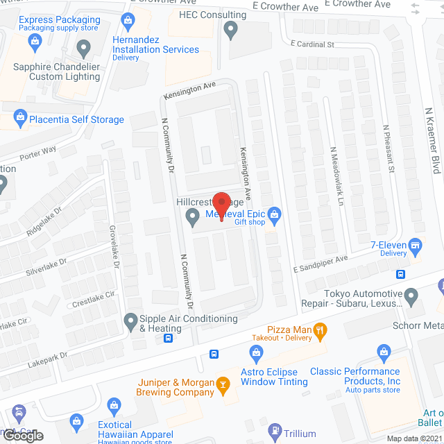 Map of the neighborhood around Hillcrest Village