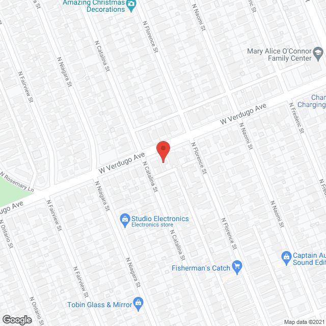 Map of the neighborhood around Verdugo