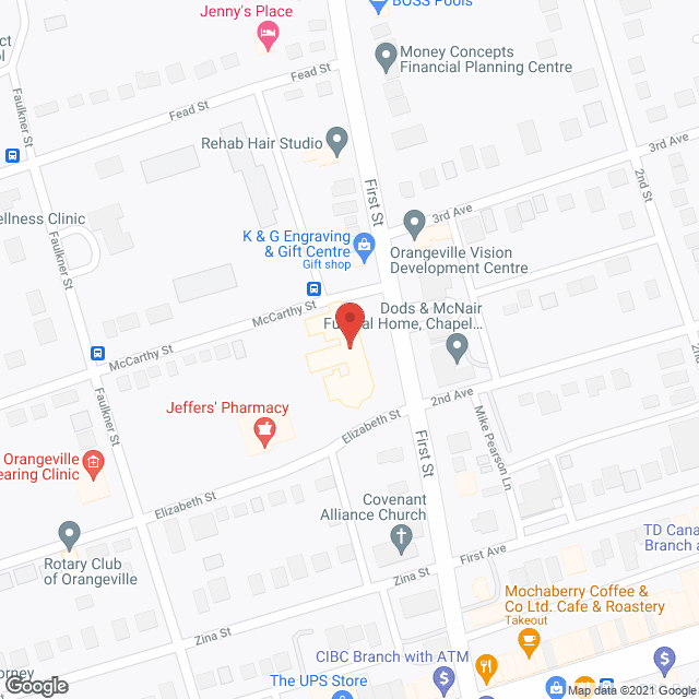 Map of the neighborhood around Lord Dufferin Centre