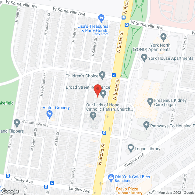 Map of the neighborhood around Broad Street Residence