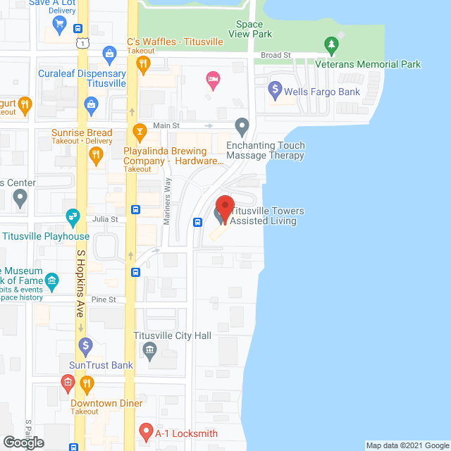 Map of the neighborhood around Titusville Towers
