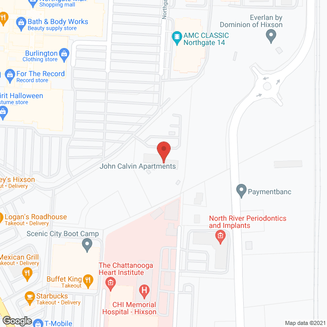 Map of the neighborhood around John Calvin Apartments