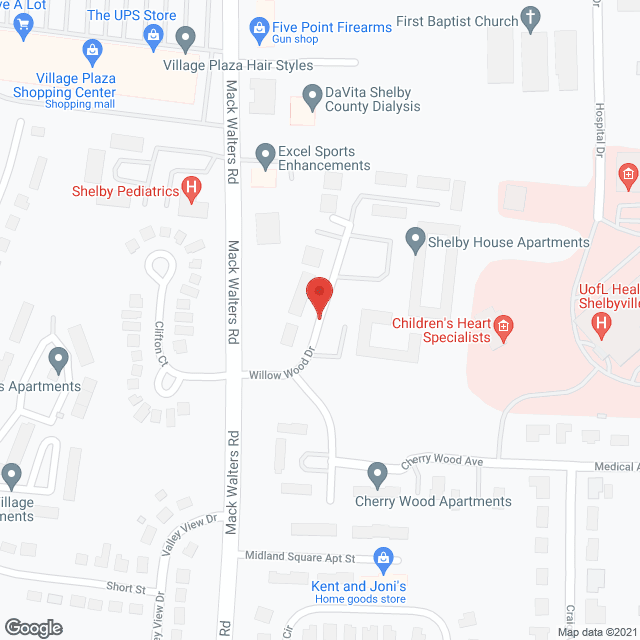 Map of the neighborhood around North Shelby House