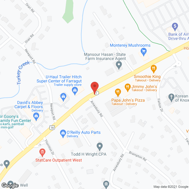 Map of the neighborhood around Park Place of West Knoxville