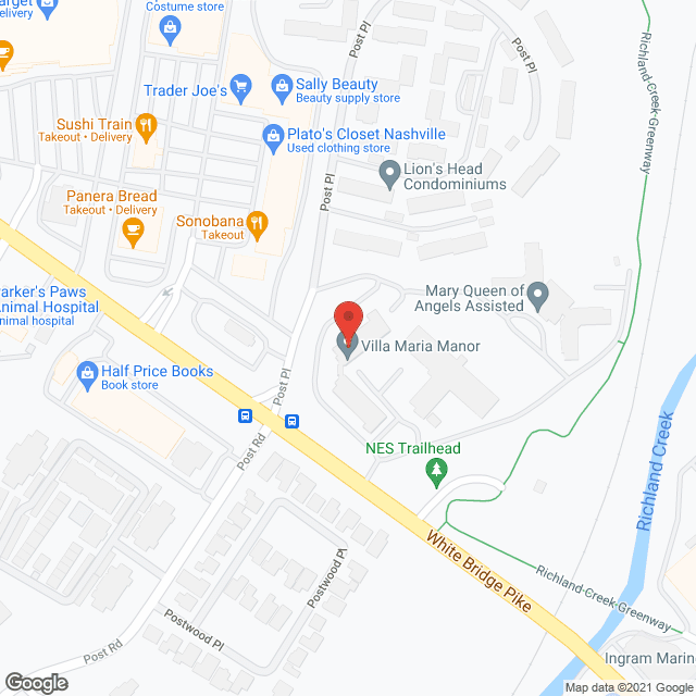 Map of the neighborhood around Villa Maria Manor