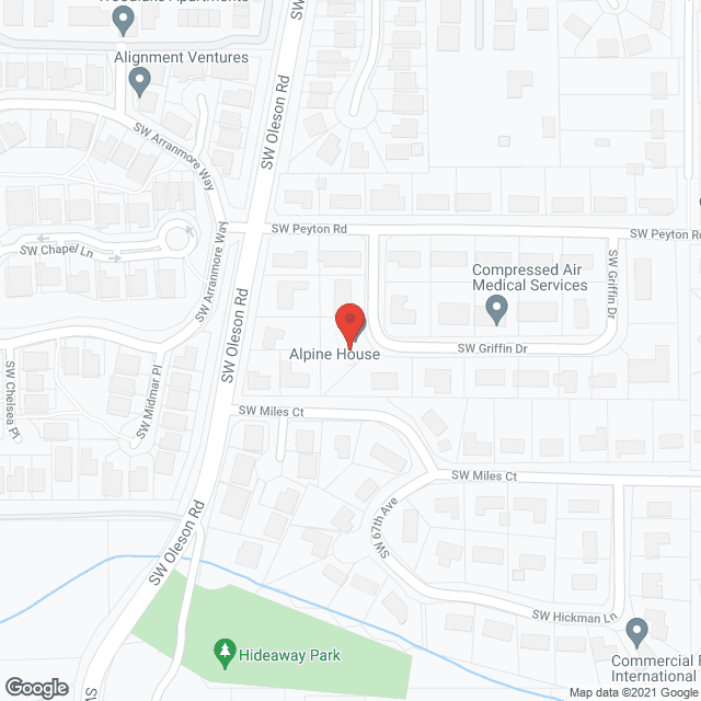 Map of the neighborhood around Alpine House 2