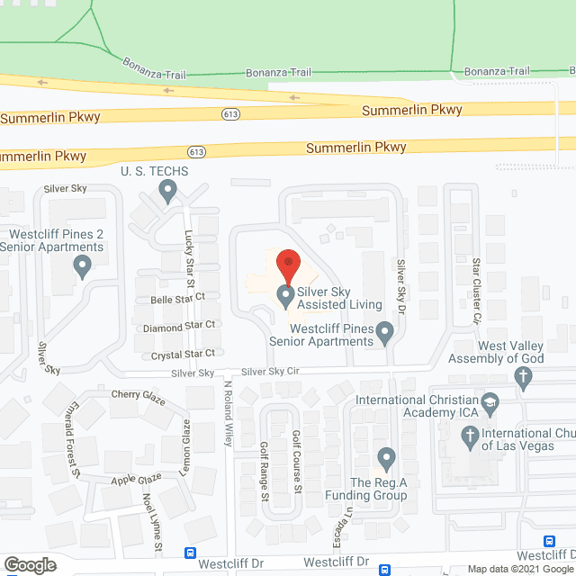 Map of the neighborhood around SilverSky Assisted Living