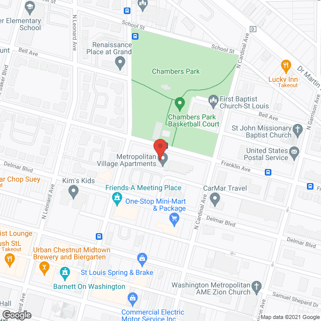 Map of the neighborhood around Metropolitan Village Apts