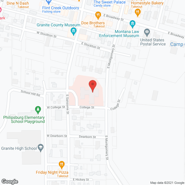 Map of the neighborhood around Granite County Memorial CAH