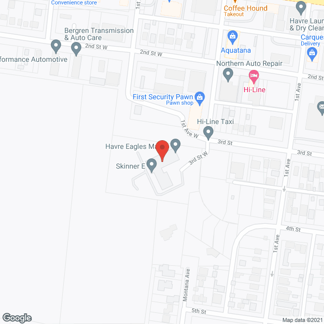 Map of the neighborhood around Havre Eagles Manor