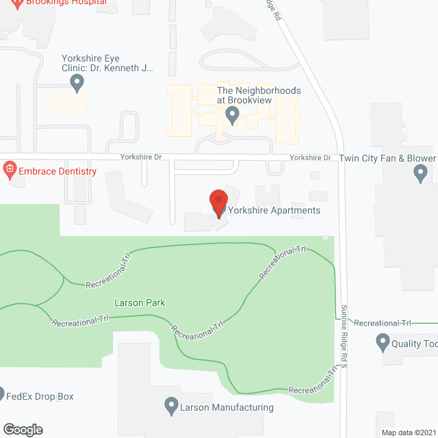 Map of the neighborhood around Yorkshire Apartments