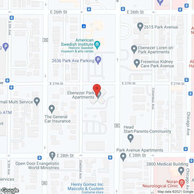 Map of the neighborhood around Ebenezer Park Apartments
