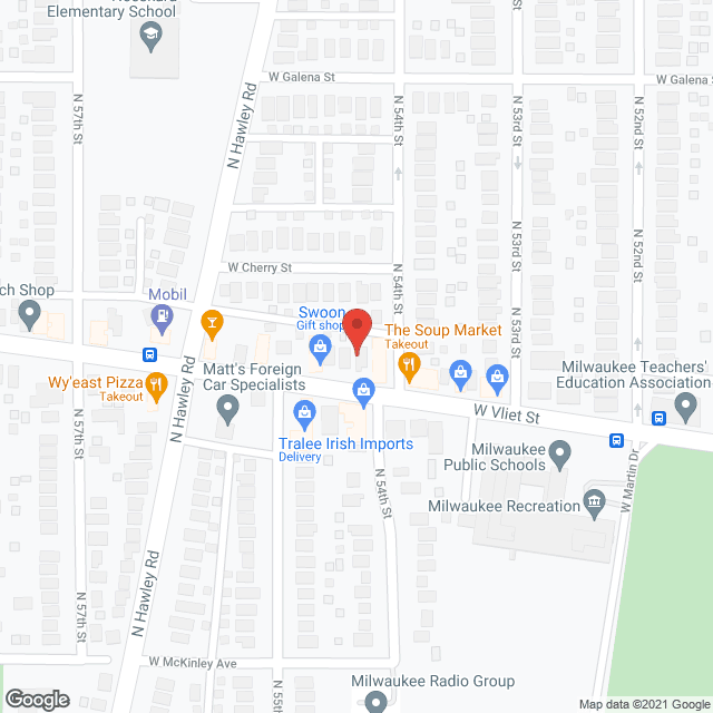 Map of the neighborhood around Hillcrest Home Vliet