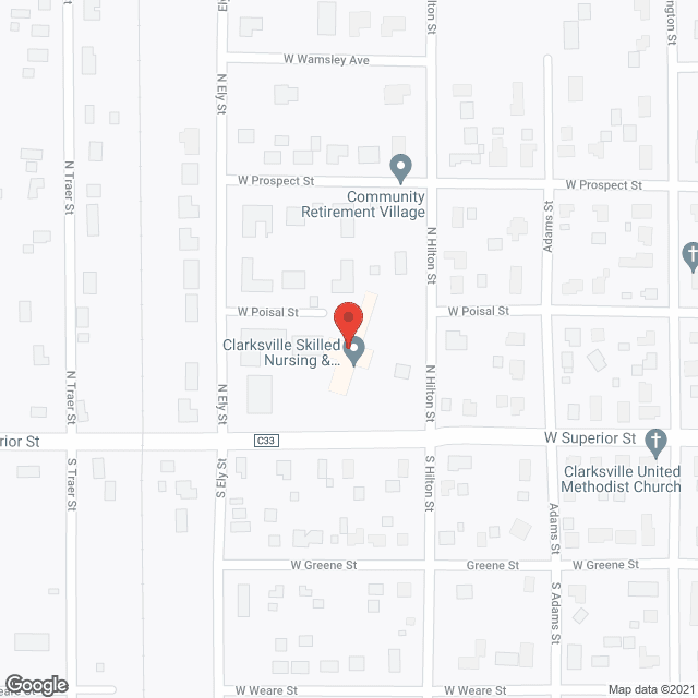 Map of the neighborhood around Clarksville Community Nursing