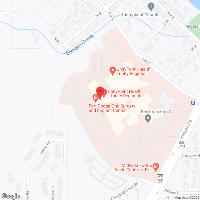 Map of the neighborhood around Trinity Regional Hospital