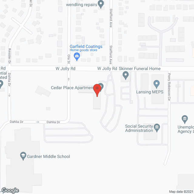Map of the neighborhood around Cedar Place Apartments