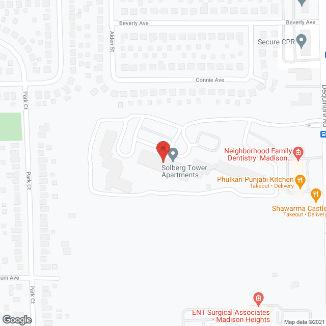 Map of the neighborhood around Solberg Tower Senior Citizen