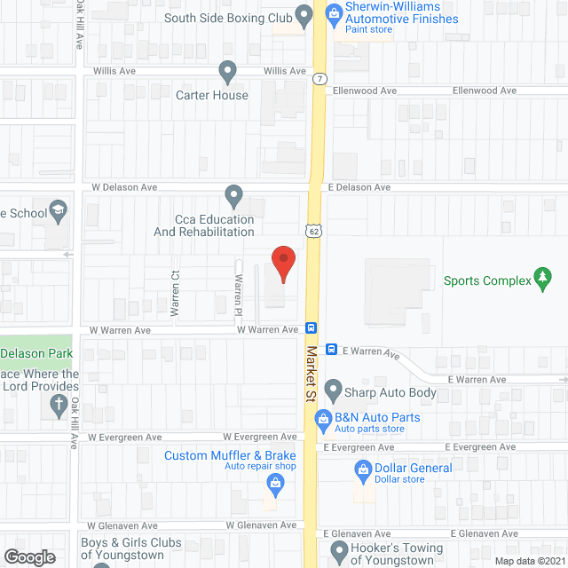 Map of the neighborhood around Calvary Towers