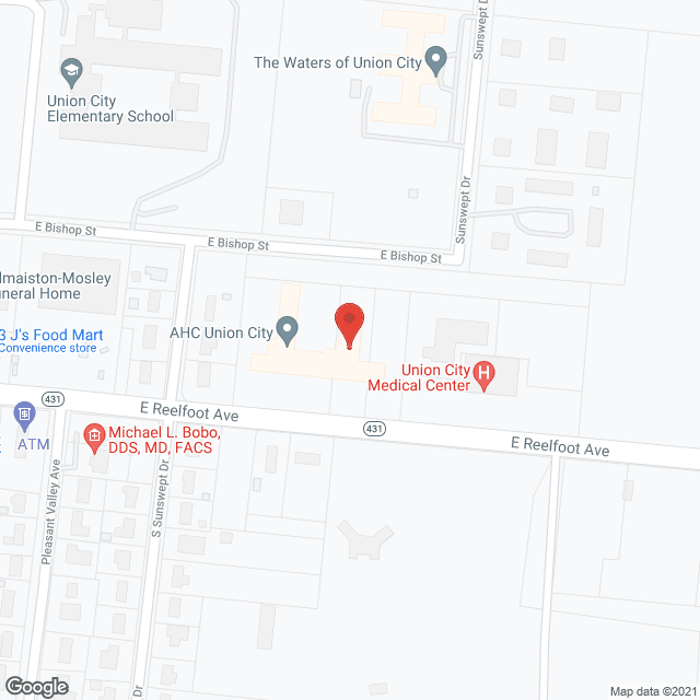 Map of the neighborhood around Union City Manor Nursing Ctr